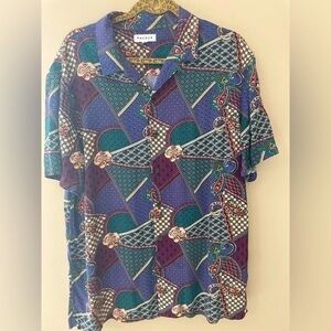 PacSun Men’s Y2K Paisley Resort Camp Button Down Short Sleeve Shirt Large
